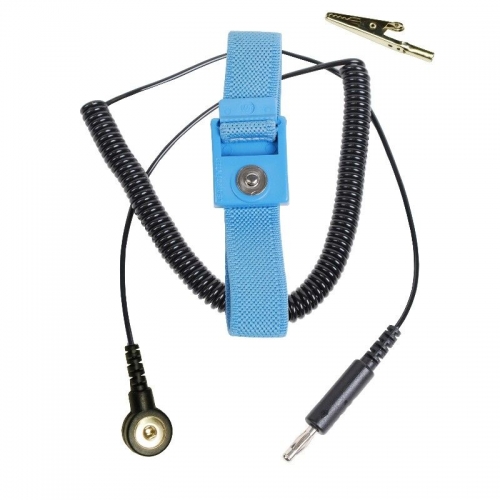 Desco Trustat Adjustable Blue Wrist Strap, 6' Coil Cord 4mm Snap