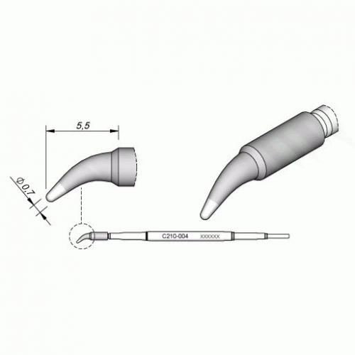 JBC T210 Cartridge Bent Conical 0.7mm