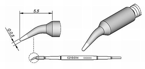 JBC C210 Bent Conical Tip 0.5mm